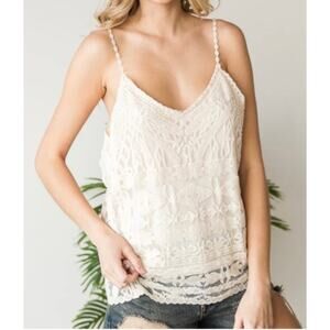 Oli & Hali Women’s Cream Crochet Tank Sz Large